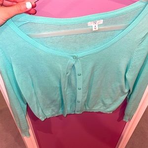 Aqua colored button sweater